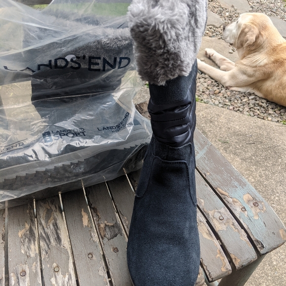 Lands' End Tall Navy Blue Insulated Winter Boots 9 - Picture 4 of 6